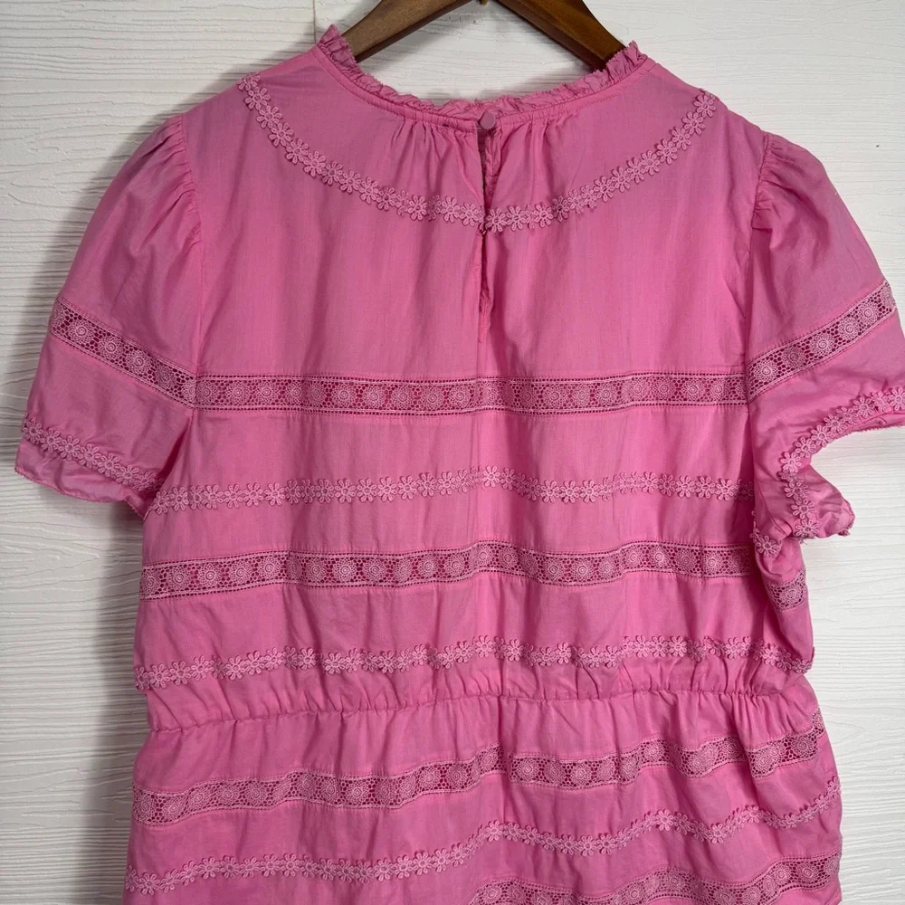 J. Crew Pink Blouse with Embroidered‎ Details eyelit flirty